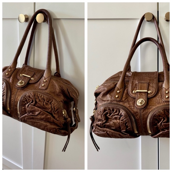 Botkier Bianca Metallic Bronze Leather Satchel Handbag, Antiqued Gold Hardware - Picture 3 of 16